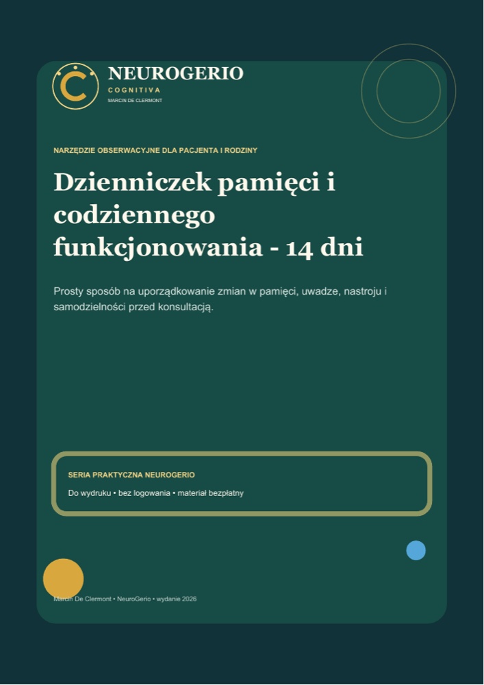 Okładka dzienniczka pamięci i codziennego funkcjonowania